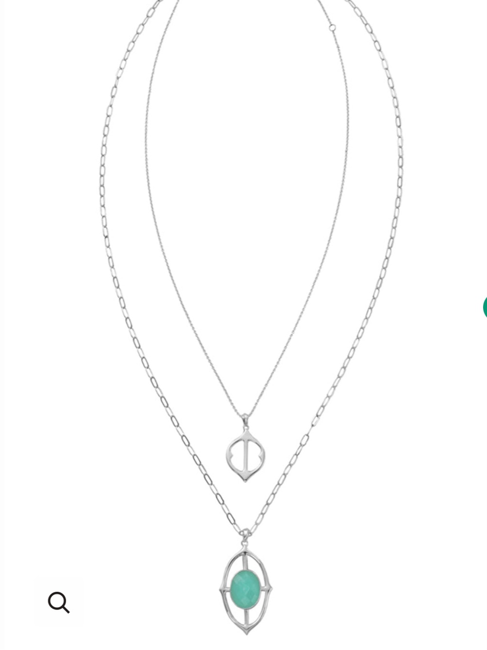 Stella & Dot Fortuna Silver Layered Pendant Necklace with Turquoise Stone